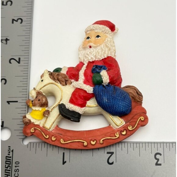 Vintage Santa Claus On Rocking Horse Christmas Refrigerator Magnet - Picture 3 of 6